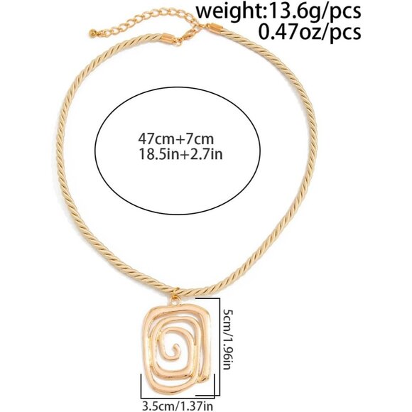 Modern Geometric Hollow Square Pendant Necklace for Women Gold A Fashion Jewelry - Picture 4 of 6